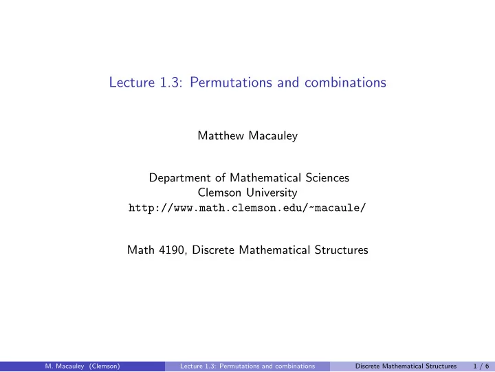 lecture 1 3 permutations and combinations