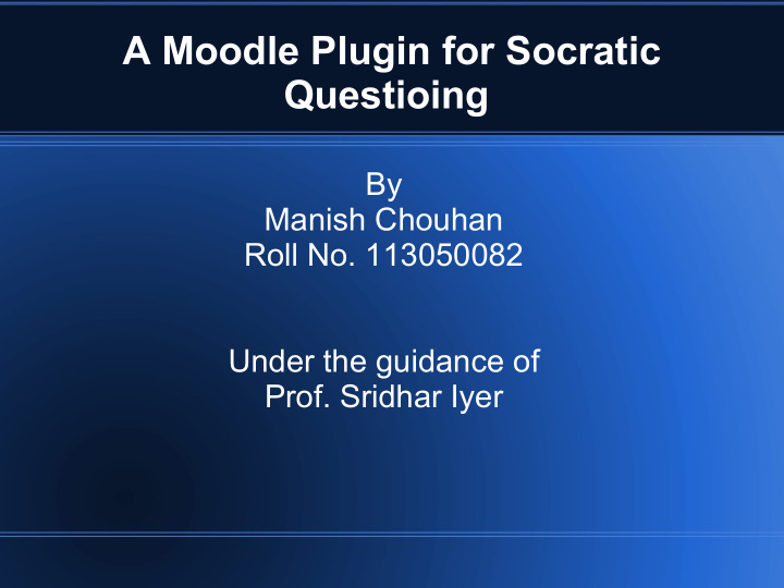 a moodle plugin for socratic questioing