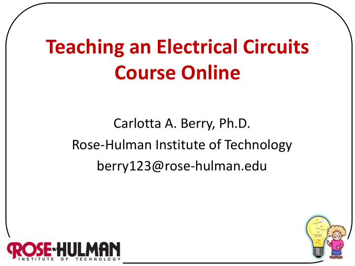 teaching an electrical circuits course online