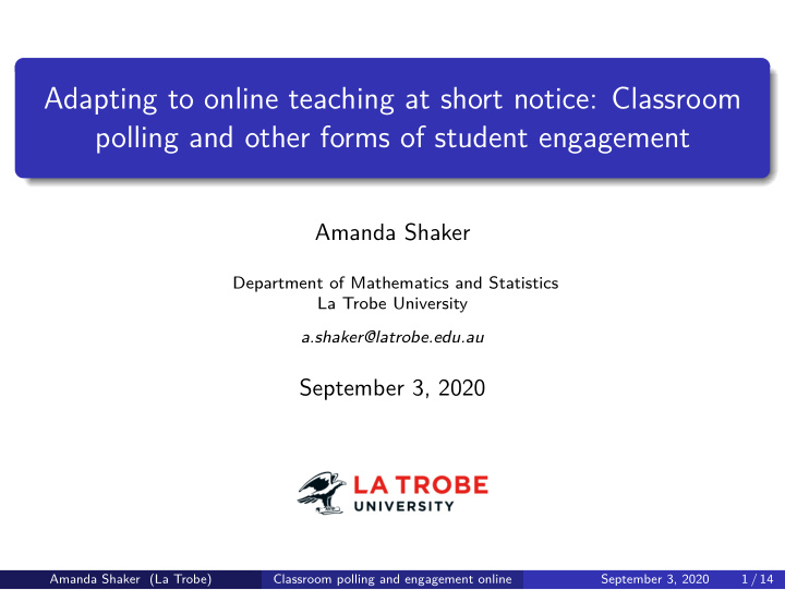 adapting to online teaching at short notice classroom