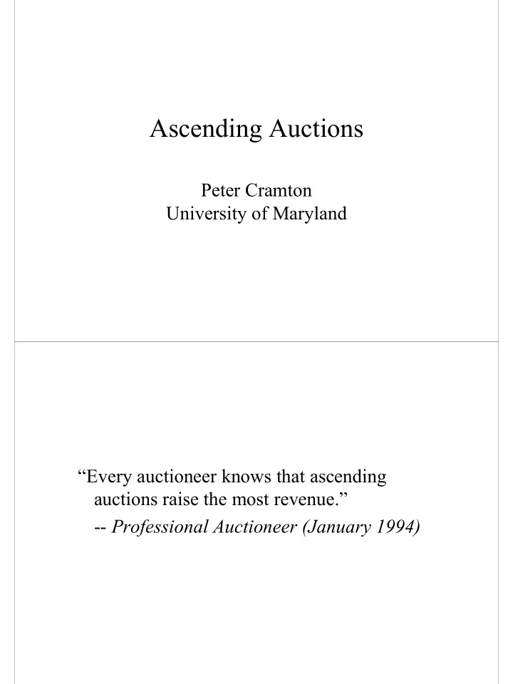 ascending auctions