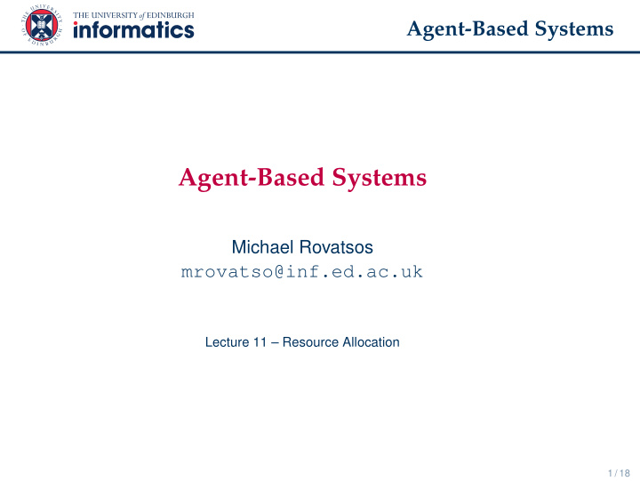 agent based systems