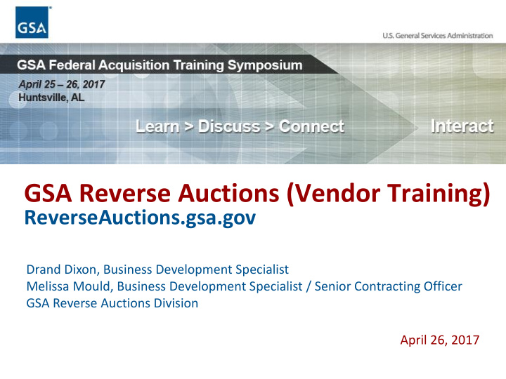 gsa reverse auctions vendor training