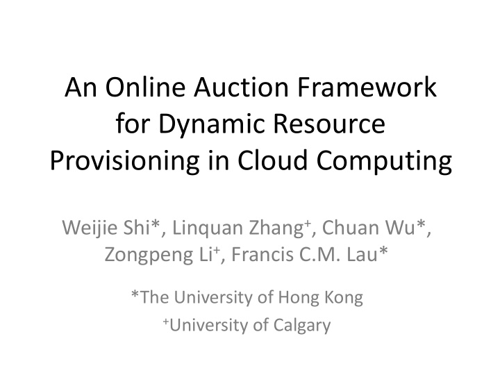 an online auction framework for dynamic resource