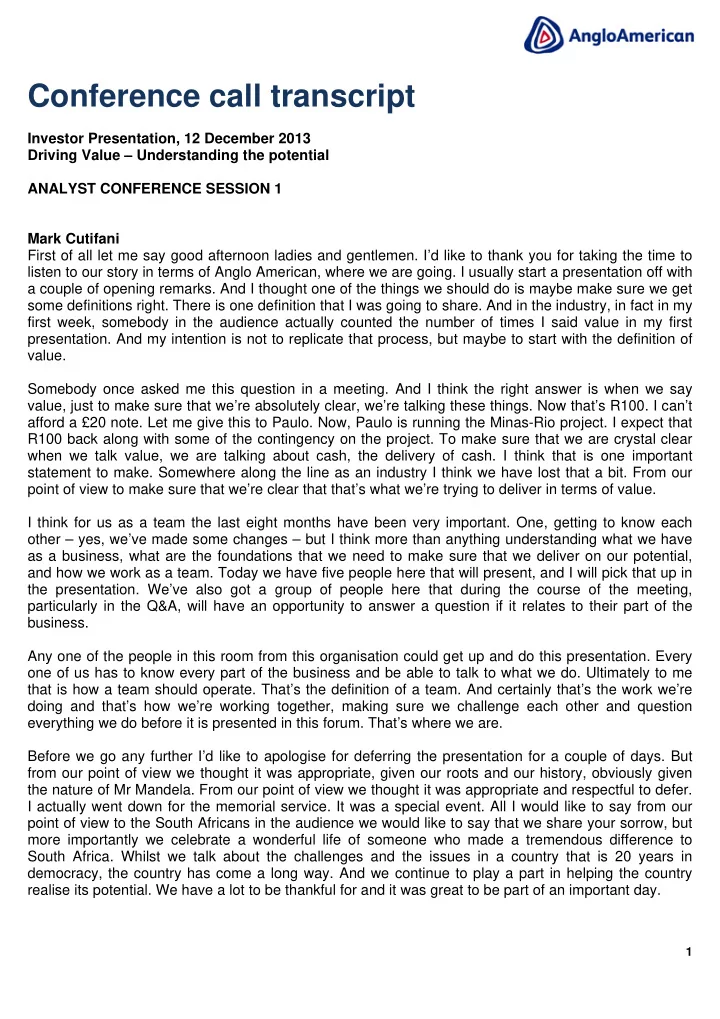 conference call transcript