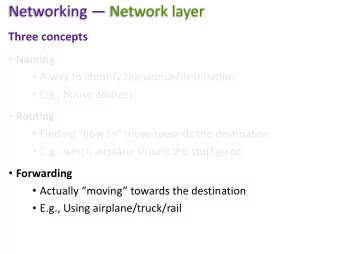 Networking  Network layer Three concepts  Naming  A way to identify the source/destination