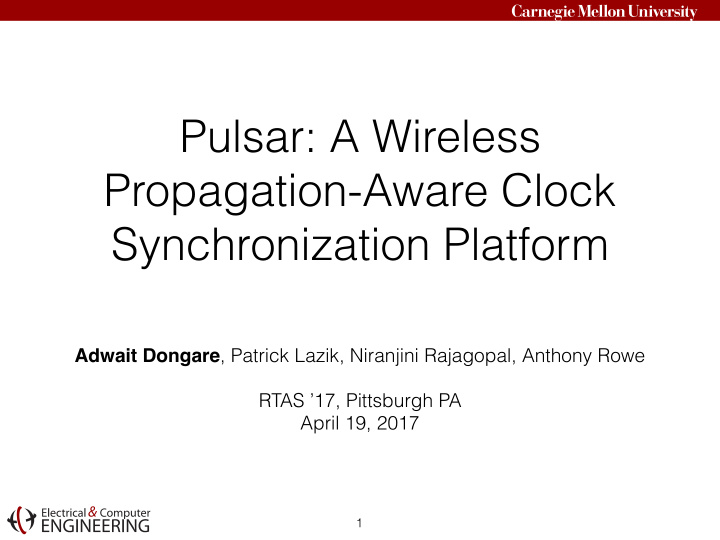 pulsar a wireless propagation aware clock synchronization