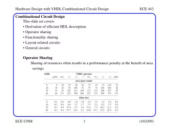 Hardware Design with VHDL Combinational Circuit Design  ECE 443  Combinational Circuit Design  This