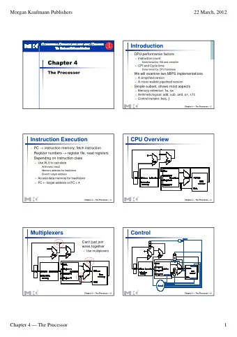 Introduction  CPU performance factors  Instruction count