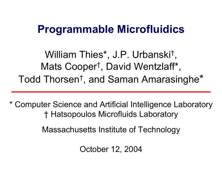 programmable microfluidics