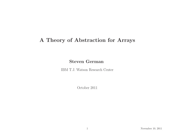 a theory of abstraction for arrays