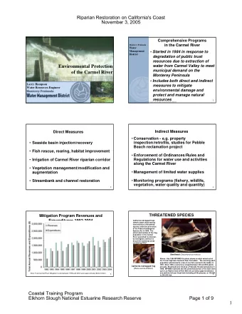 Environmental Protection  municipal demand on the  of the Carmel River  Monterey Peninsula