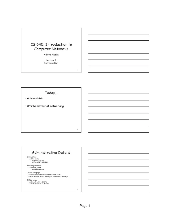 cs 640 introduction to computer networks