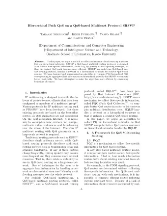 Hierarchical Path QoS on a QoS-based Multicast Protocol SRSVP Takaaki Sekiguchi  , Kenji