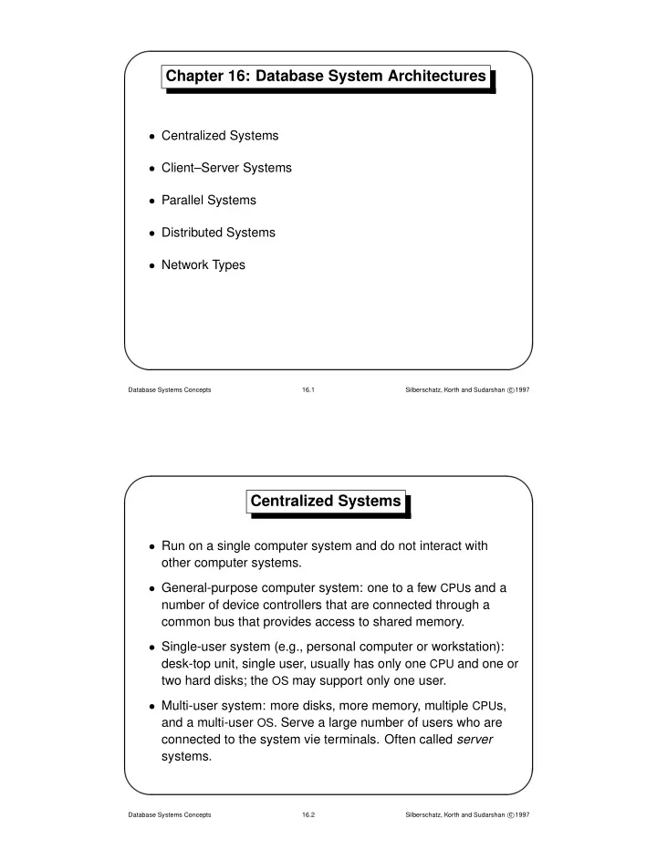 chapter 16 database system architectures