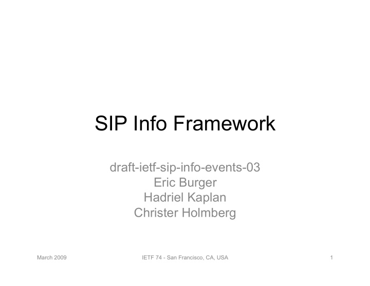 sip info framework