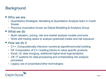 What we need 1. Laziness and partial recalc 2. Caching 3. Asynchronous result production
