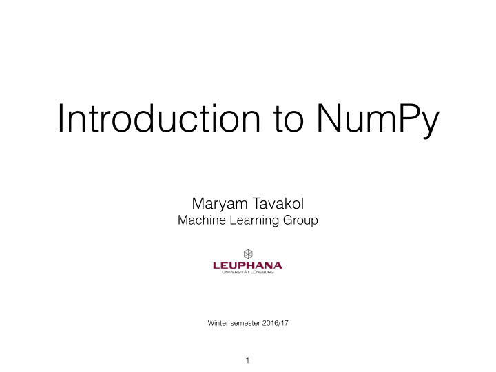 introduction to numpy