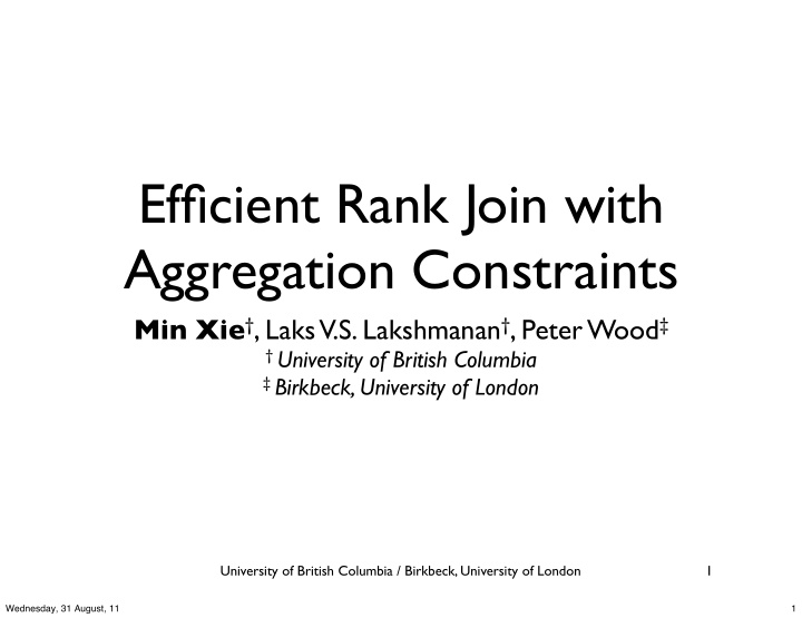 efficient rank join with aggregation constraints