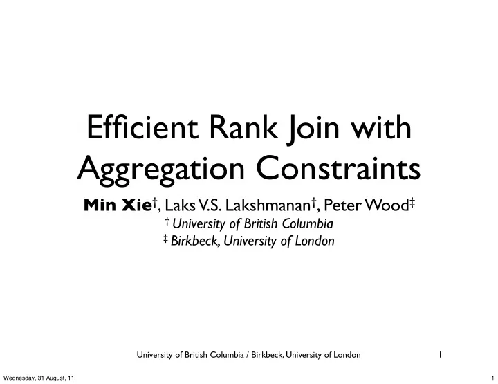 efficient rank join with aggregation constraints