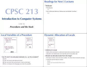 CPSC 213  Procedures  -  3.7  Out-of-Bounds Memory References and Buffer Overflow  - 3.12
