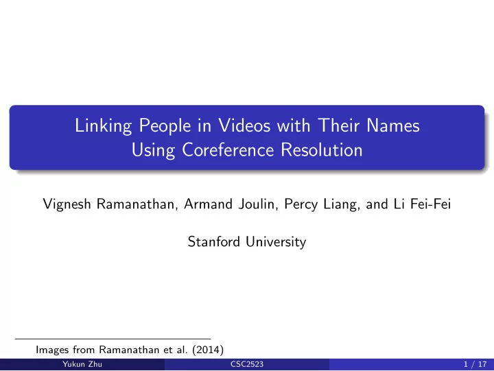 linking people in videos with their names using
