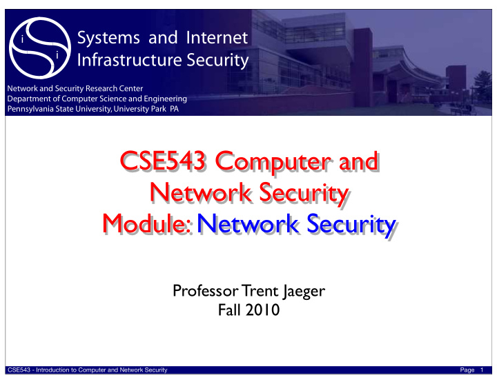 cse543 computer and network security module network