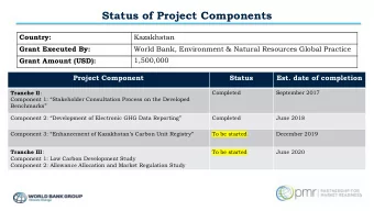 Status of Project Components  Country:  Kazakhstan  Grant Executed By:  World Bank, Environment