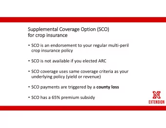 Suppl  Supplemen emental Cov Coverage Opt  Option on (SC (SCO)  fo for cr  crop op in  insu