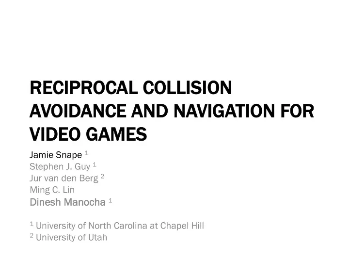 reciprocal al c collision avoidan ance an and n