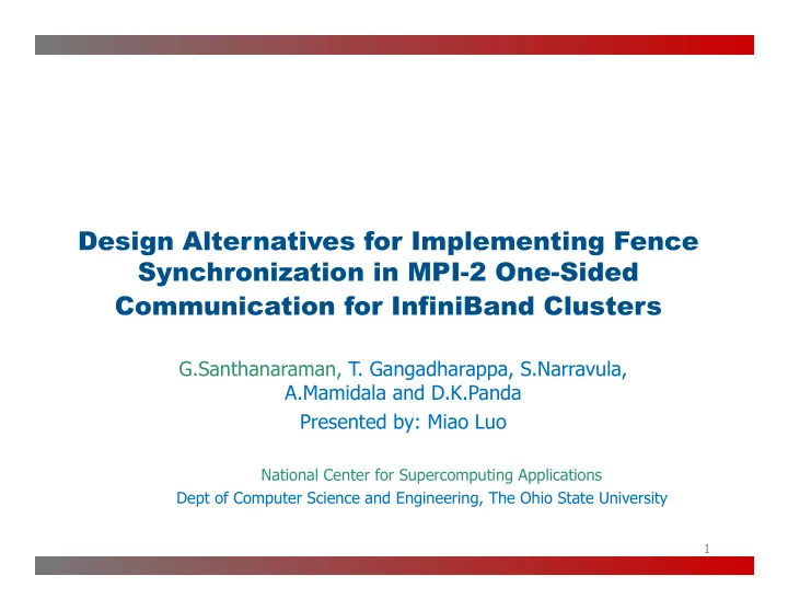 communication for infiniband clusters