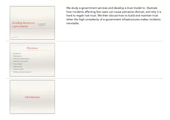 Avoiding distrust in  inevitable.  Kjell Jrgen Hole  e-government  Simula@UiB  Last updated