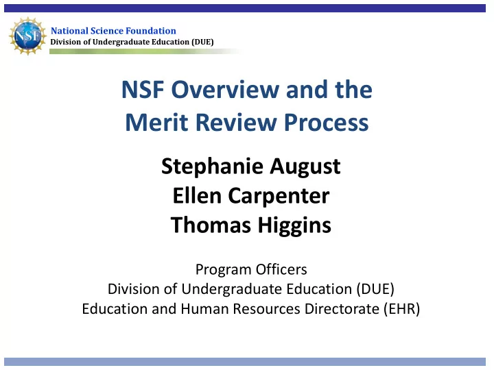 nsf overview and the merit review process