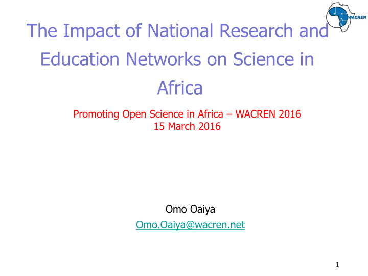 the impact of national research and education networks on