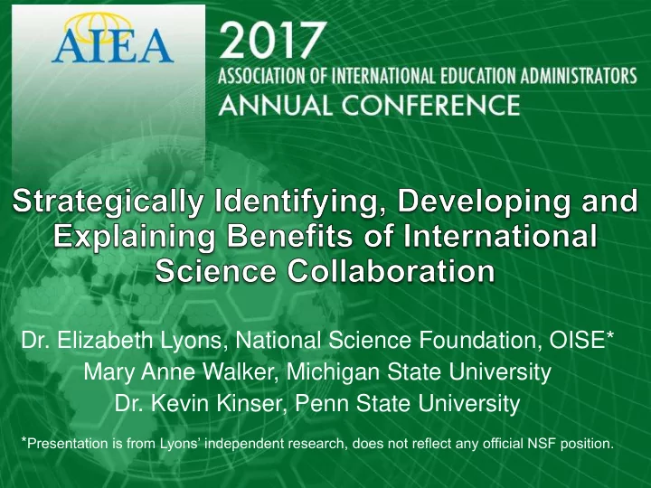 dr elizabeth lyons national science foundation oise