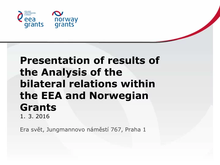 presentation of results of the analysis of the bilateral