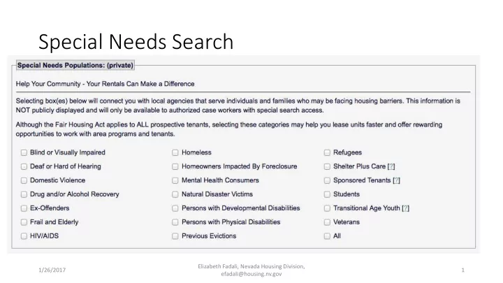 special needs search