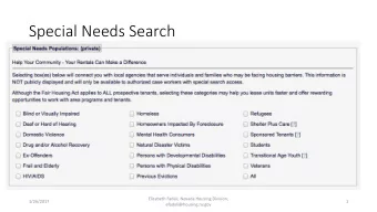 Special Needs Search  Elizabeth Fadali, Nevada Housing Division,  1/26/2017  1