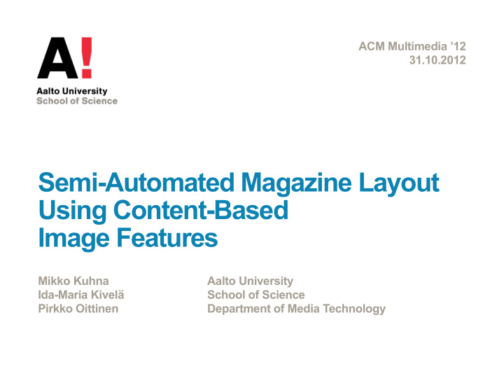 semi automated magazine layout using content based image