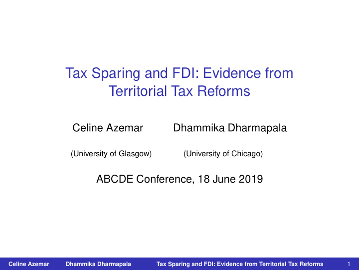 tax sparing and fdi evidence from territorial tax reforms