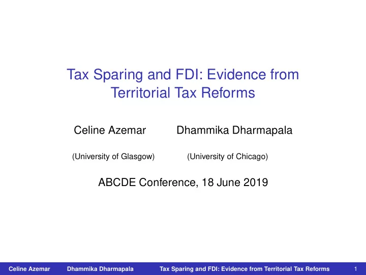 tax sparing and fdi evidence from territorial tax reforms