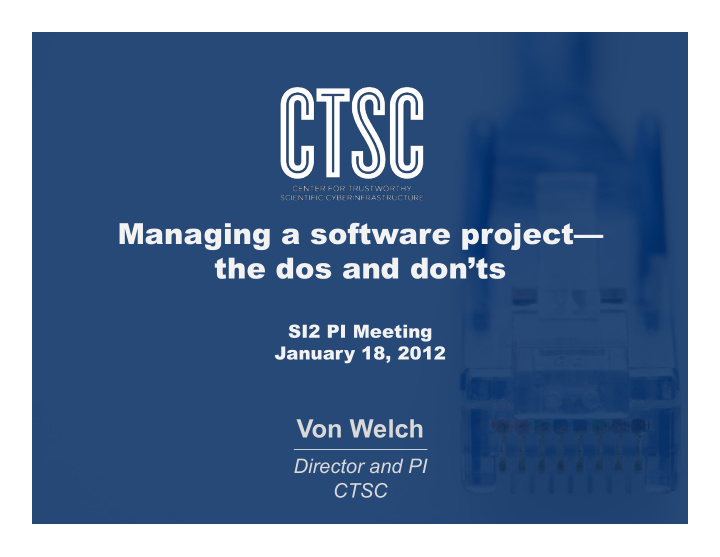 managing a software project the dos and don ts