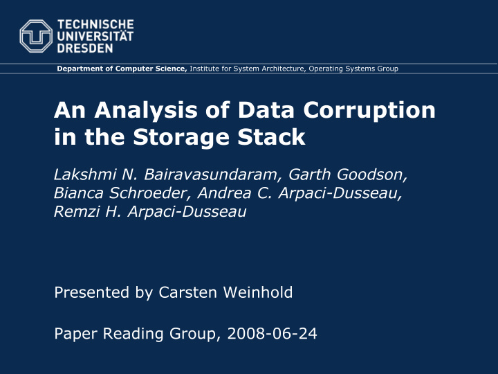 an analysis of data corruption in the storage stack