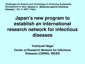 Japans new program to  establish an international  research network for infectious  diseases