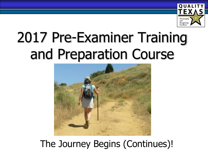 2017 pre examiner training