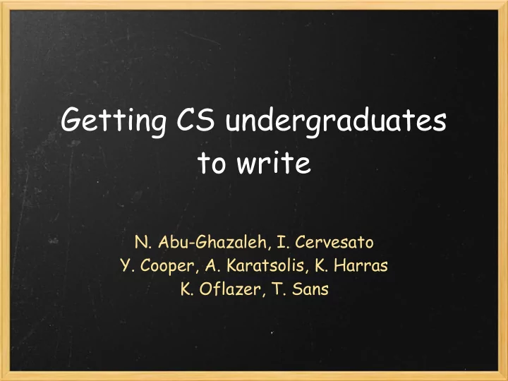 getting cs undergraduates to write