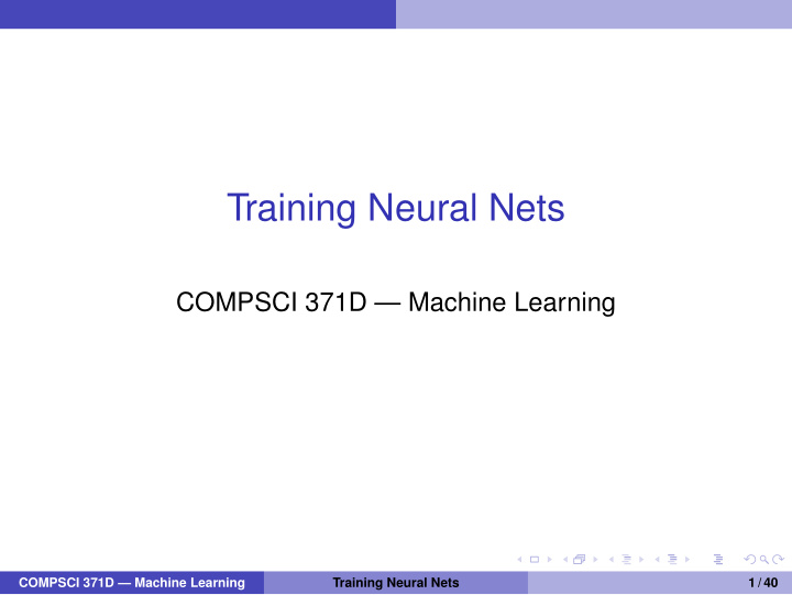 training neural nets