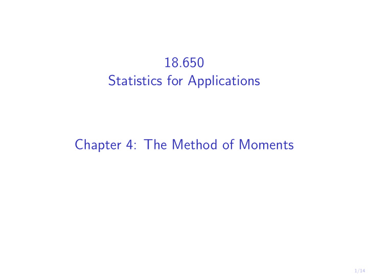 18 650 statistics for applications chapter 4 the method