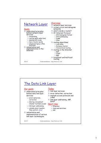 Network Layer  network layer services  virtual circuit and datagram  Goals:  networks