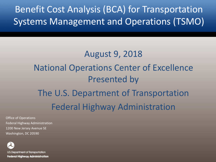 benefit cost analysis bca for transportation systems